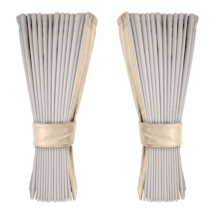 Gardin sølvgrå alcantar med nappa