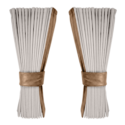 Gardin sølvgrå alcantar med nappa