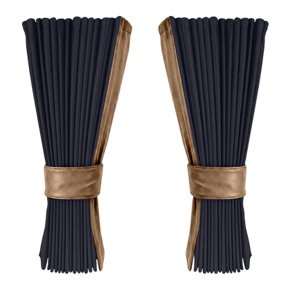 Gardin stålgrå alcantar med nappa