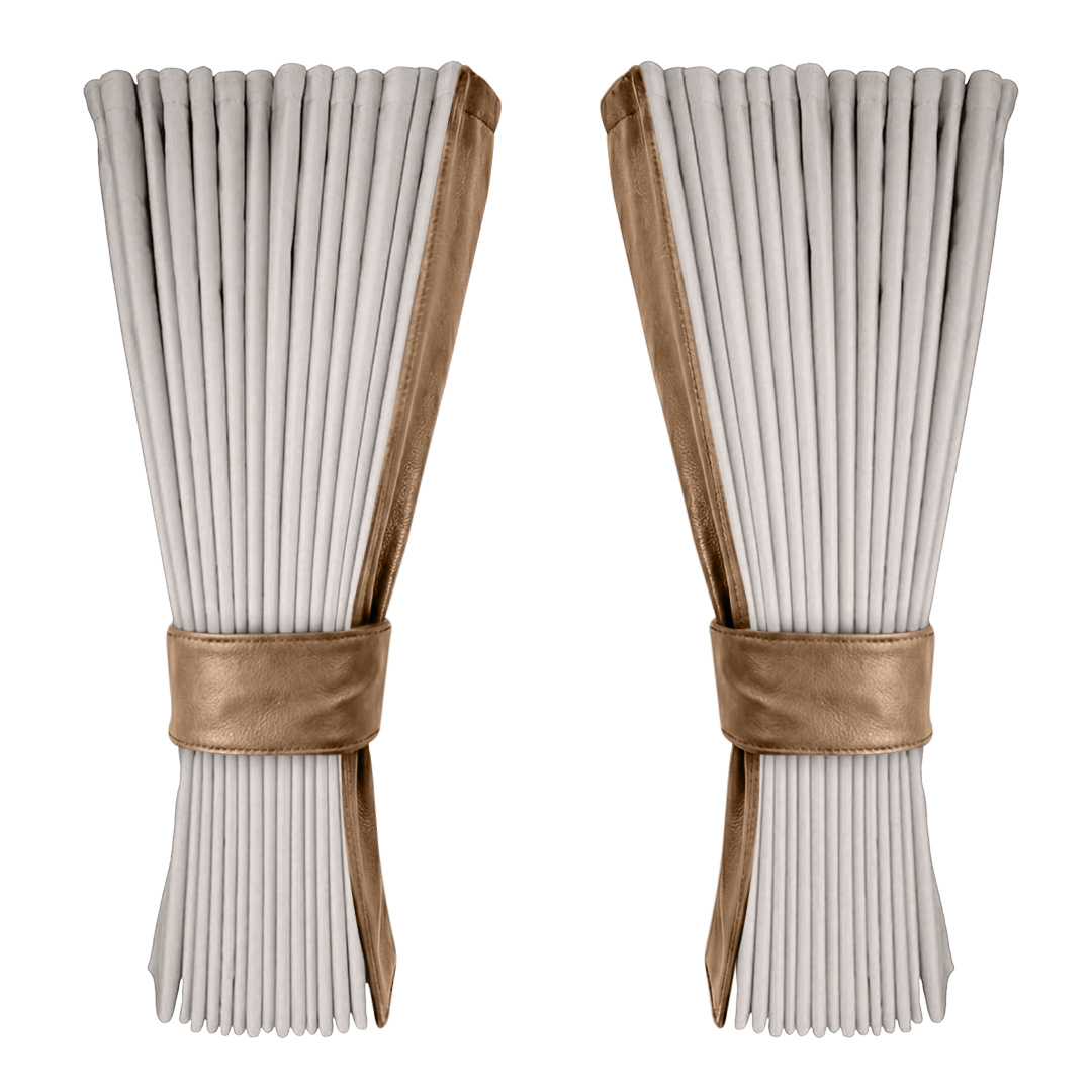 Gardin sølvgrå alcantar med nappa