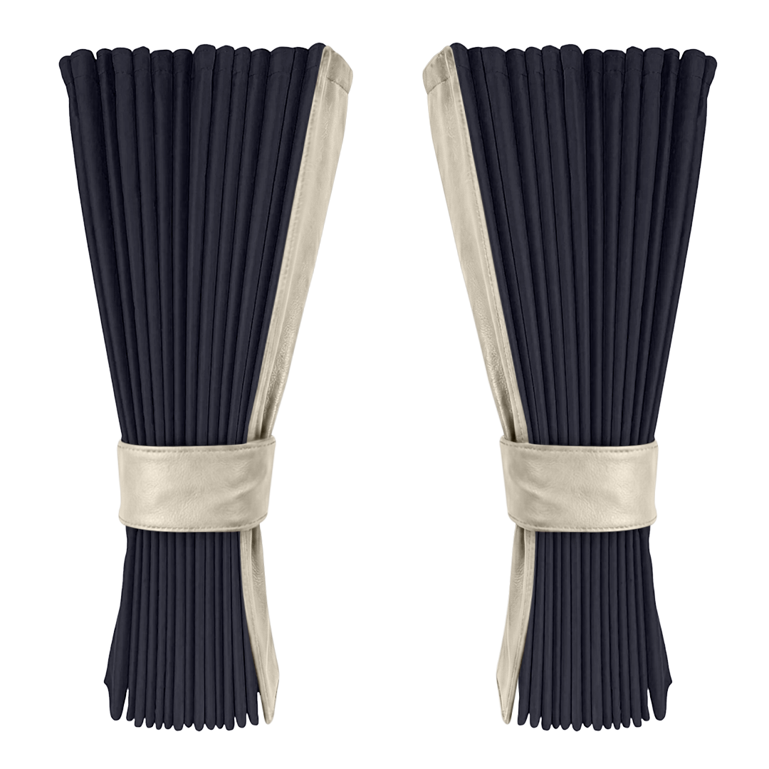 Gardin stålgrå alcantar med nappa