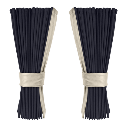 Gardin stålgrå alcantar med nappa