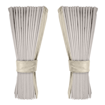 Gardin sølvgrå alcantar med nappa