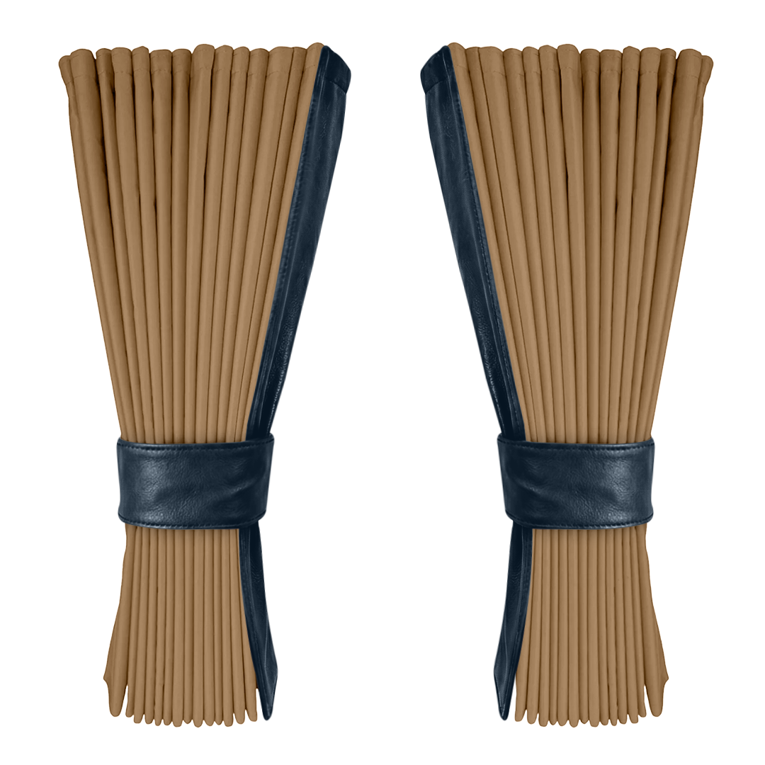 Gardin beige alcantar med nappa