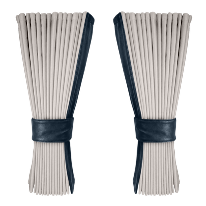 Gardin sølvgrå alcantar med nappa