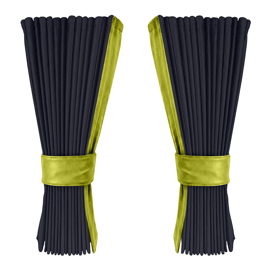 Gardin stålgrå alcantar med nappa