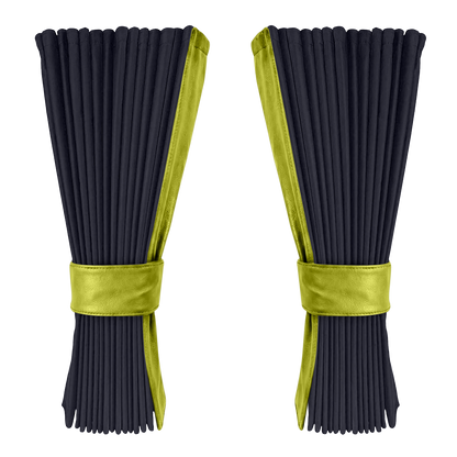 Gardin stålgrå alcantar med nappa