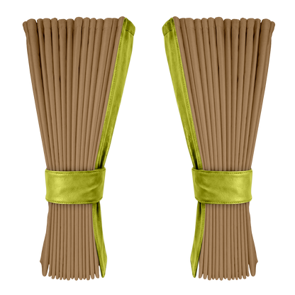 Gardin beige alcantar med nappa