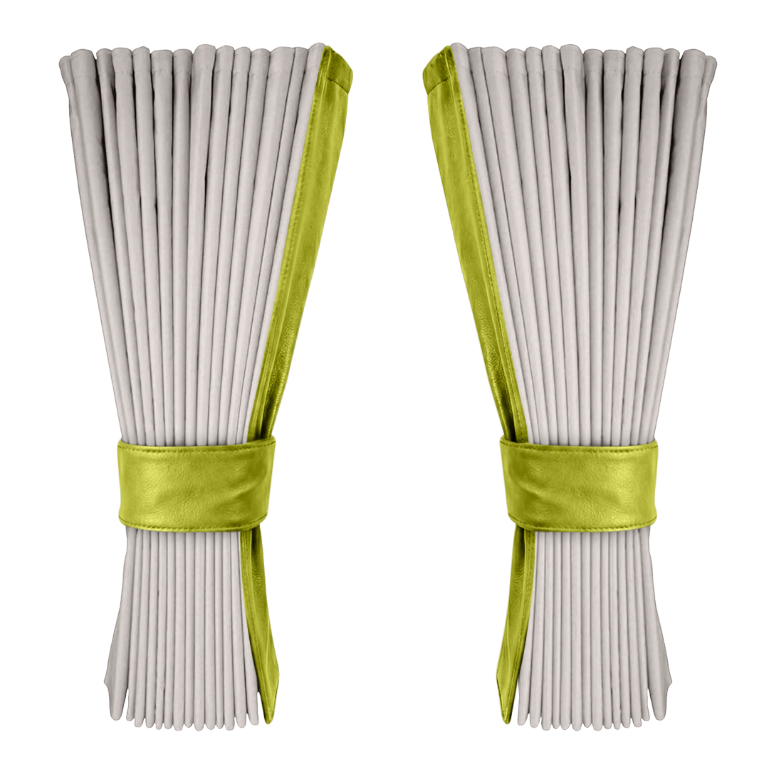 Gardin sølvgrå alcantar med nappa