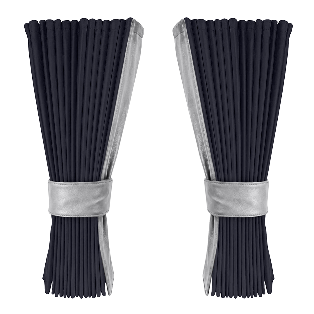 Gardin stålgrå alcantar med nappa