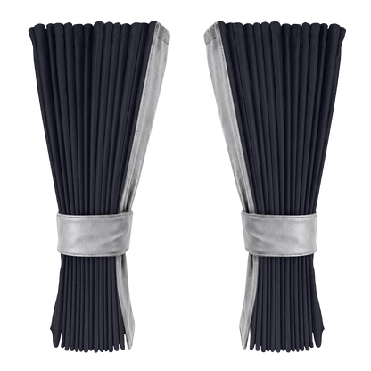 Gardin stålgrå alcantar med nappa