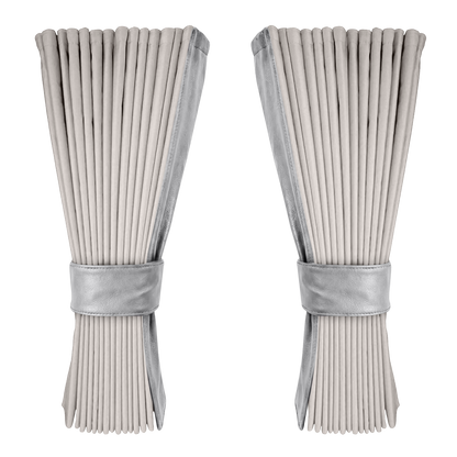 Gardin sølvgrå alcantar med nappa