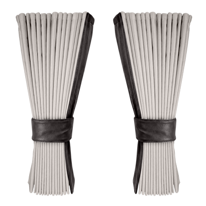 Gardin sølvgrå alcantar med nappa