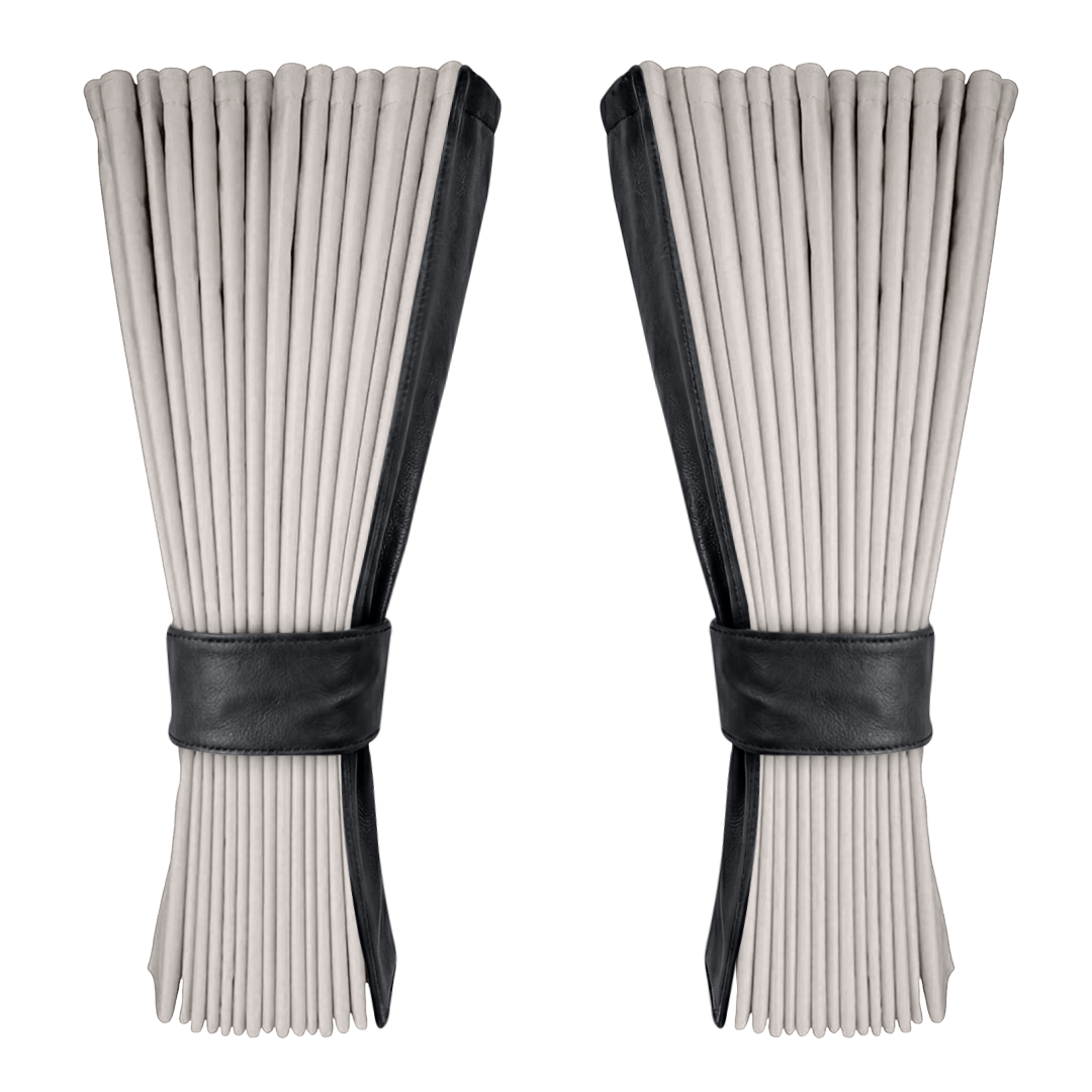 Gardin sølvgrå alcantar med nappa