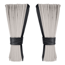 Gardin sølvgrå alcantar med nappa