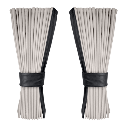 Gardin sølvgrå alcantar med nappa