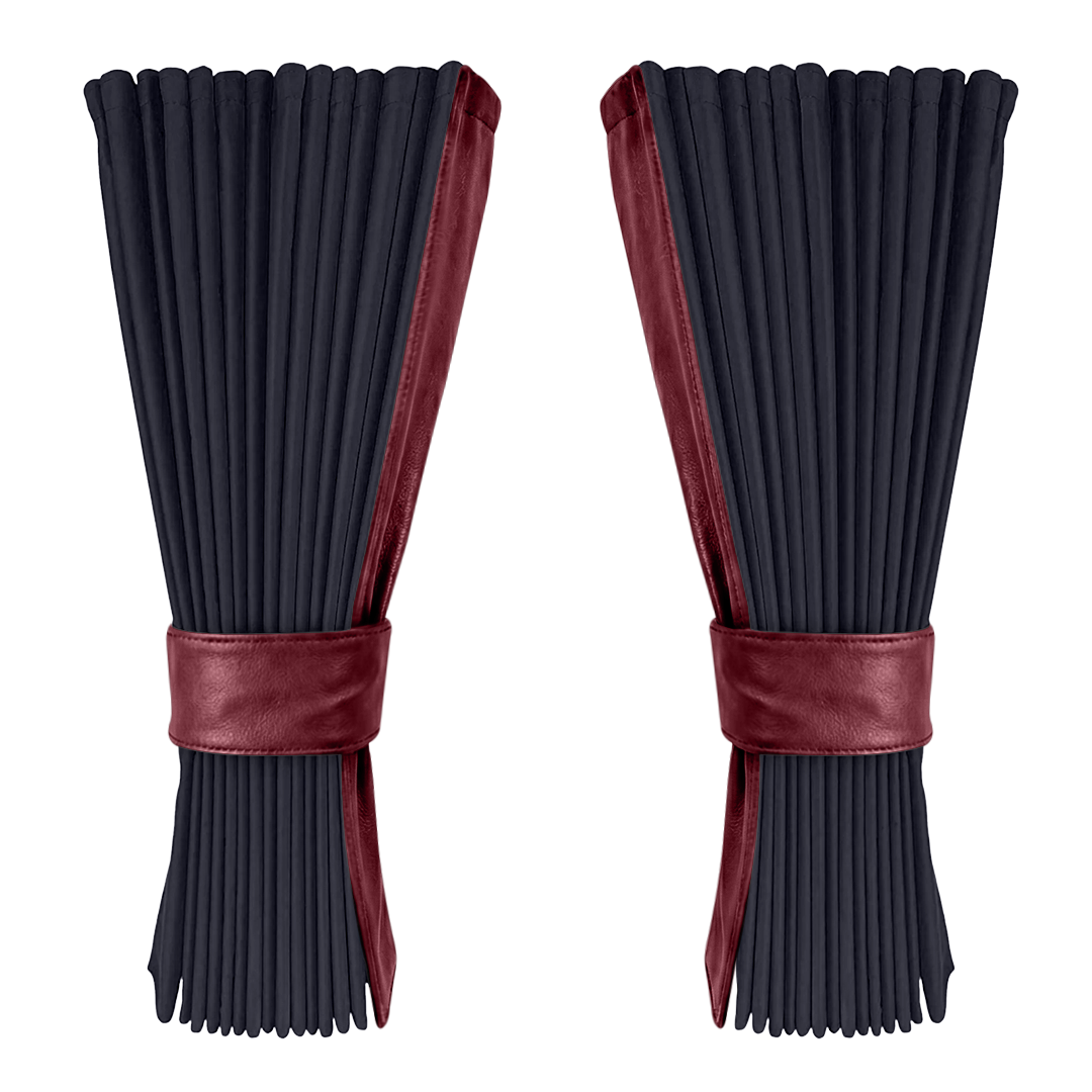 Gardin stålgrå alcantar med nappa