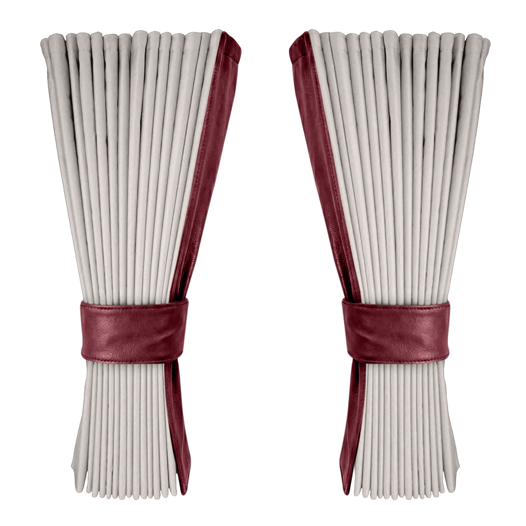 Gardin sølvgrå alcantar med nappa