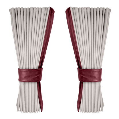 Gardin sølvgrå alcantar med nappa