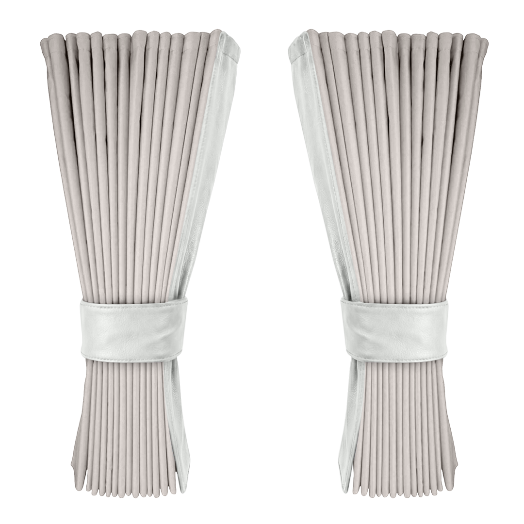 Gardin sølvgrå alcantar med nappa