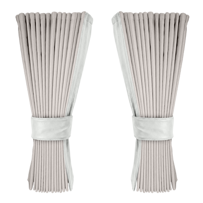 Gardin sølvgrå alcantar med nappa