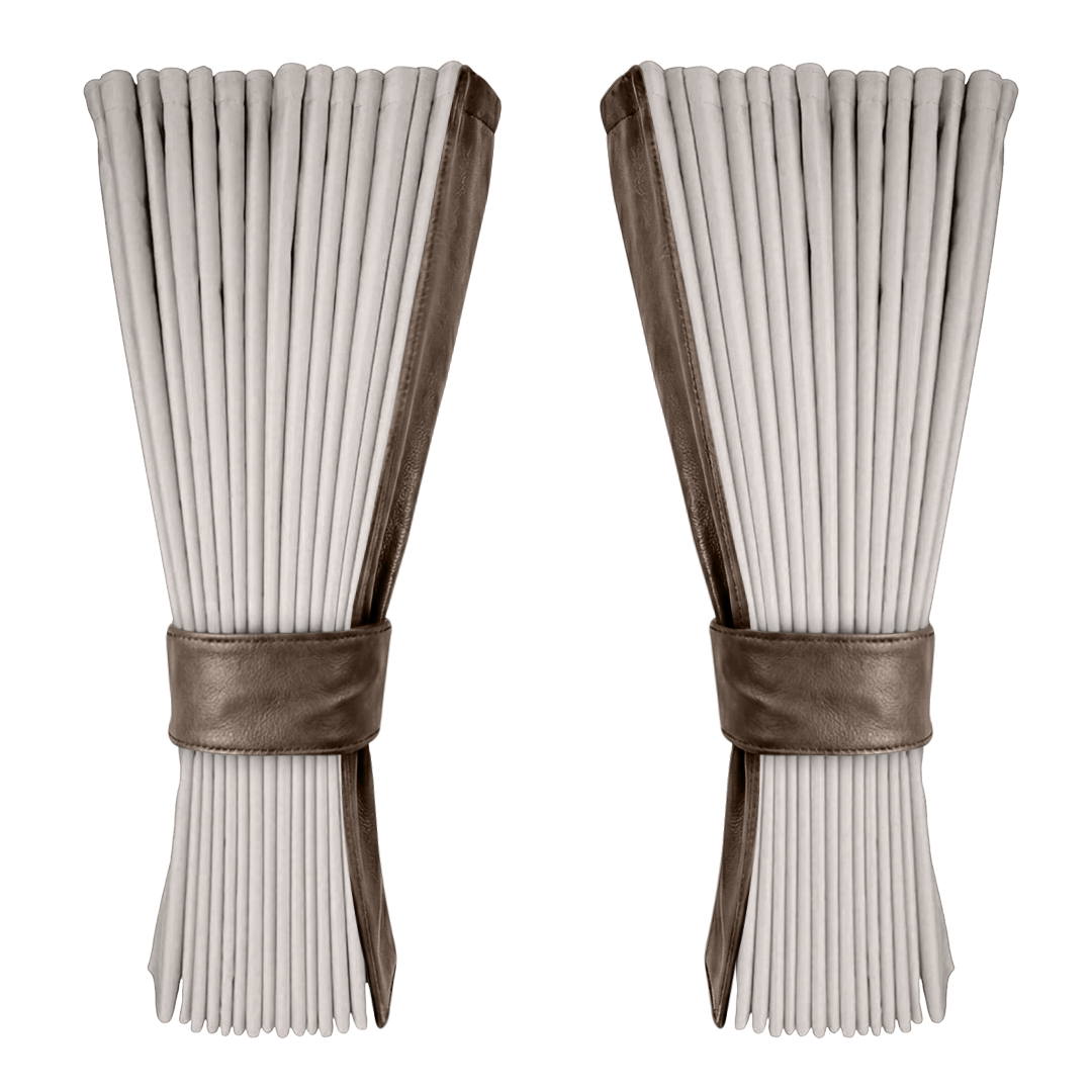 Gardin sølvgrå alcantar med nappa