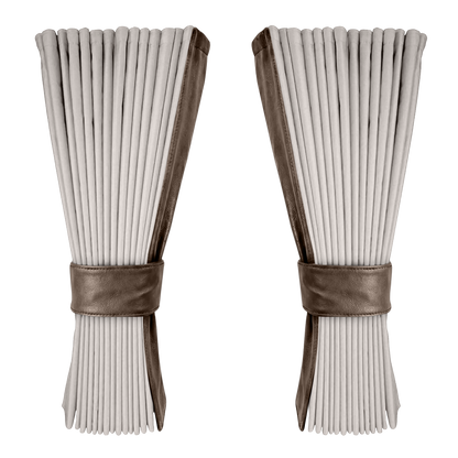 Gardin sølvgrå alcantar med nappa