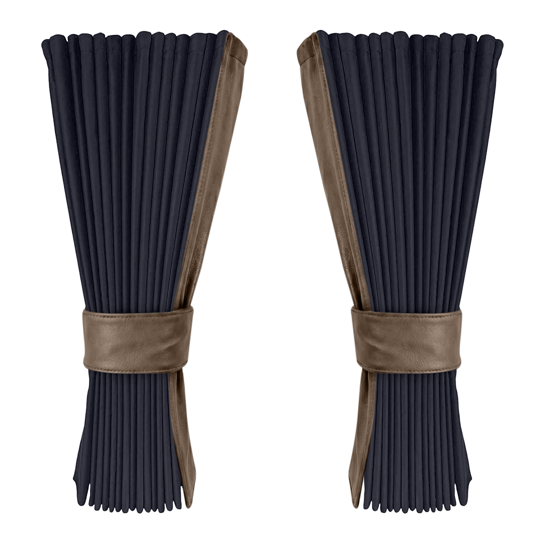 Gardin stålgrå alcantar med nappa