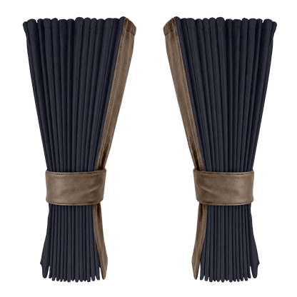 Gardin stålgrå alcantar med nappa