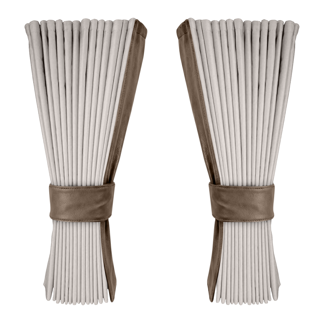 Gardin sølvgrå alcantar med nappa