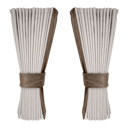 Gardin sølvgrå alcantar med nappa