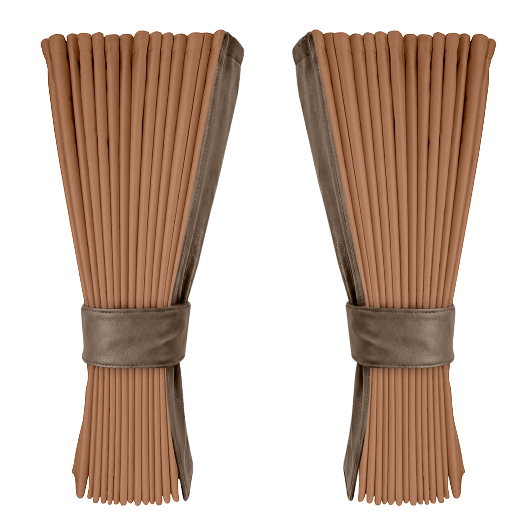 Gardin brun alcantar med nappa