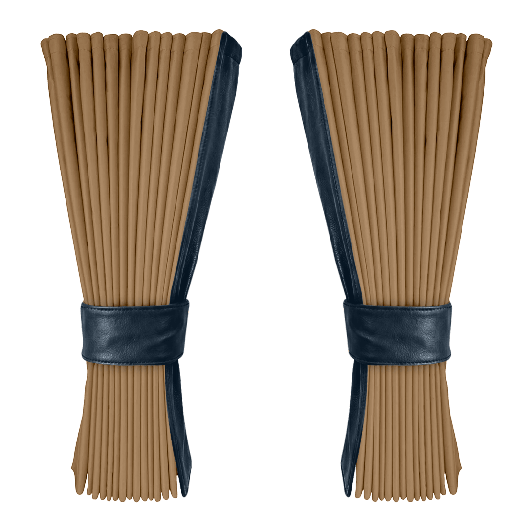 Gardin beige alcantar med nappa - cobaltblå - KJoF - 