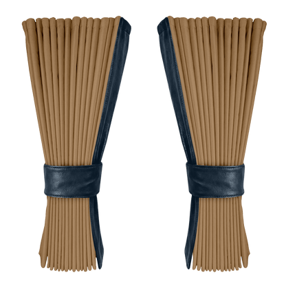 Gardin beige alcantar med nappa - cobaltblå - KJoF - 
