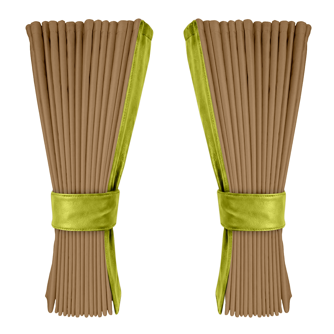 Gardin beige alcantar med nappa - Limegrøn - KJoF - 