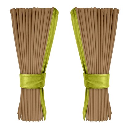 Gardin beige alcantar med nappa - Limegrøn - KJoF - 
