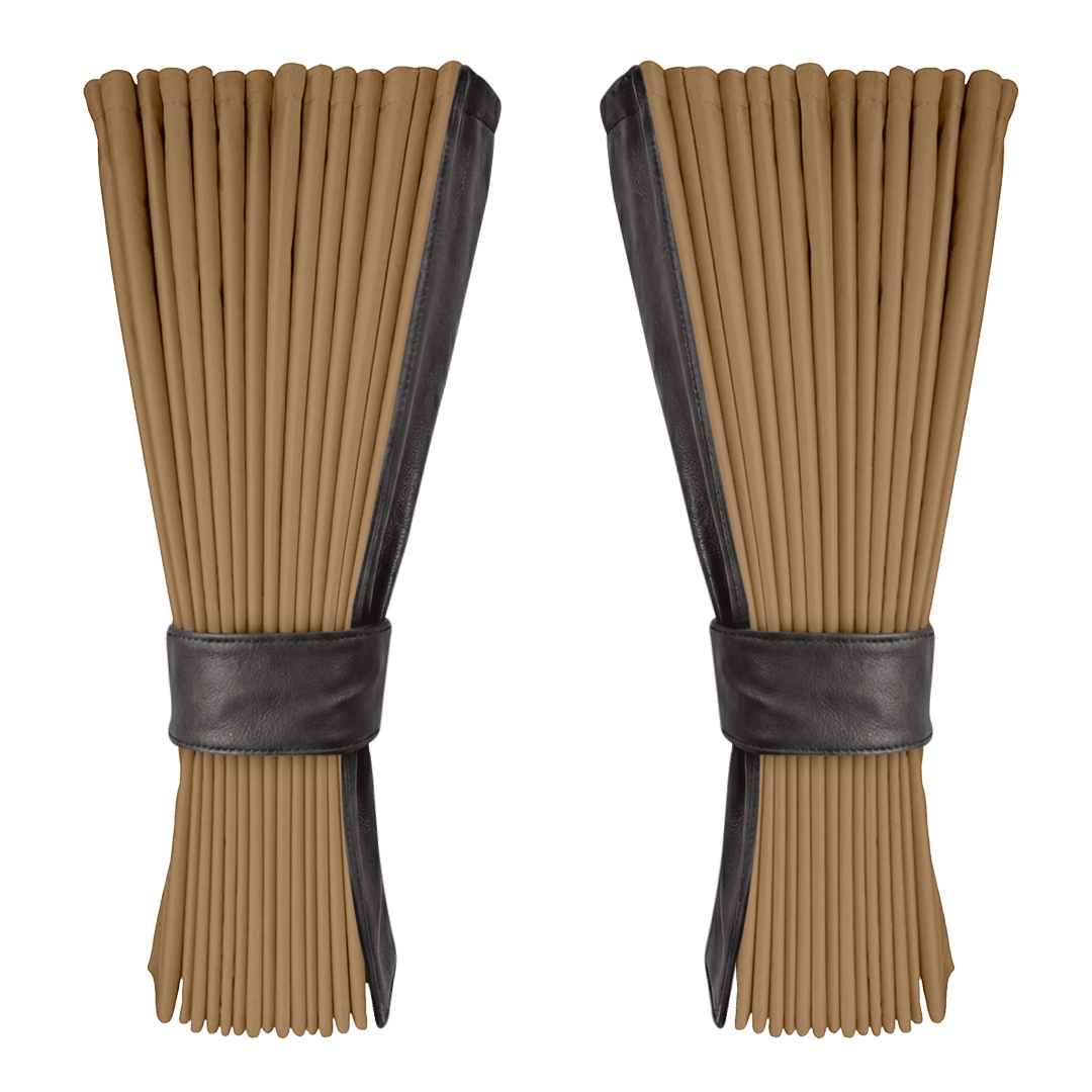 Gardin beige alcantar med nappa - Mørkegrå - KJoF - 