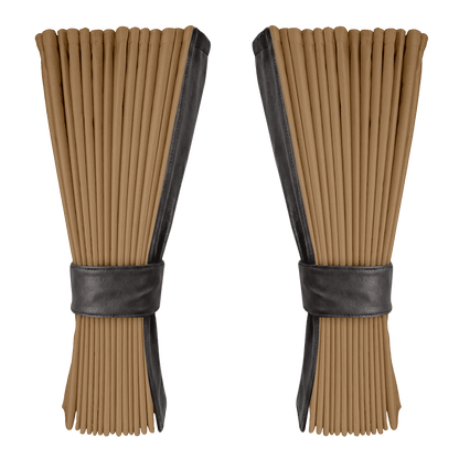 Gardin beige alcantar med nappa - Mørkegrå - KJoF - 