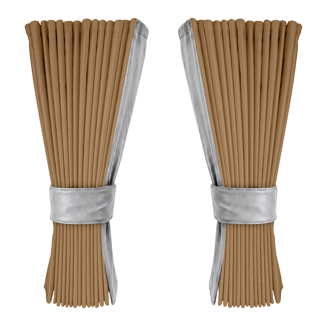 Gardin beige alcantar med nappa - Mussegrå - KJoF - 