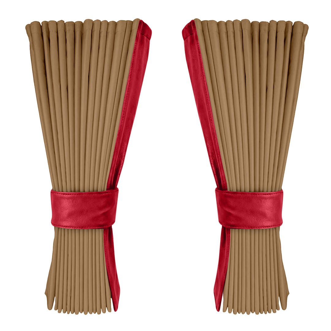 Gardin beige alcantar med nappa - Rød - KJoF - 