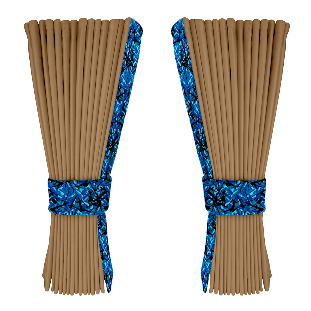 Gardin beige alcantar med plys - Blå - KJoF - 