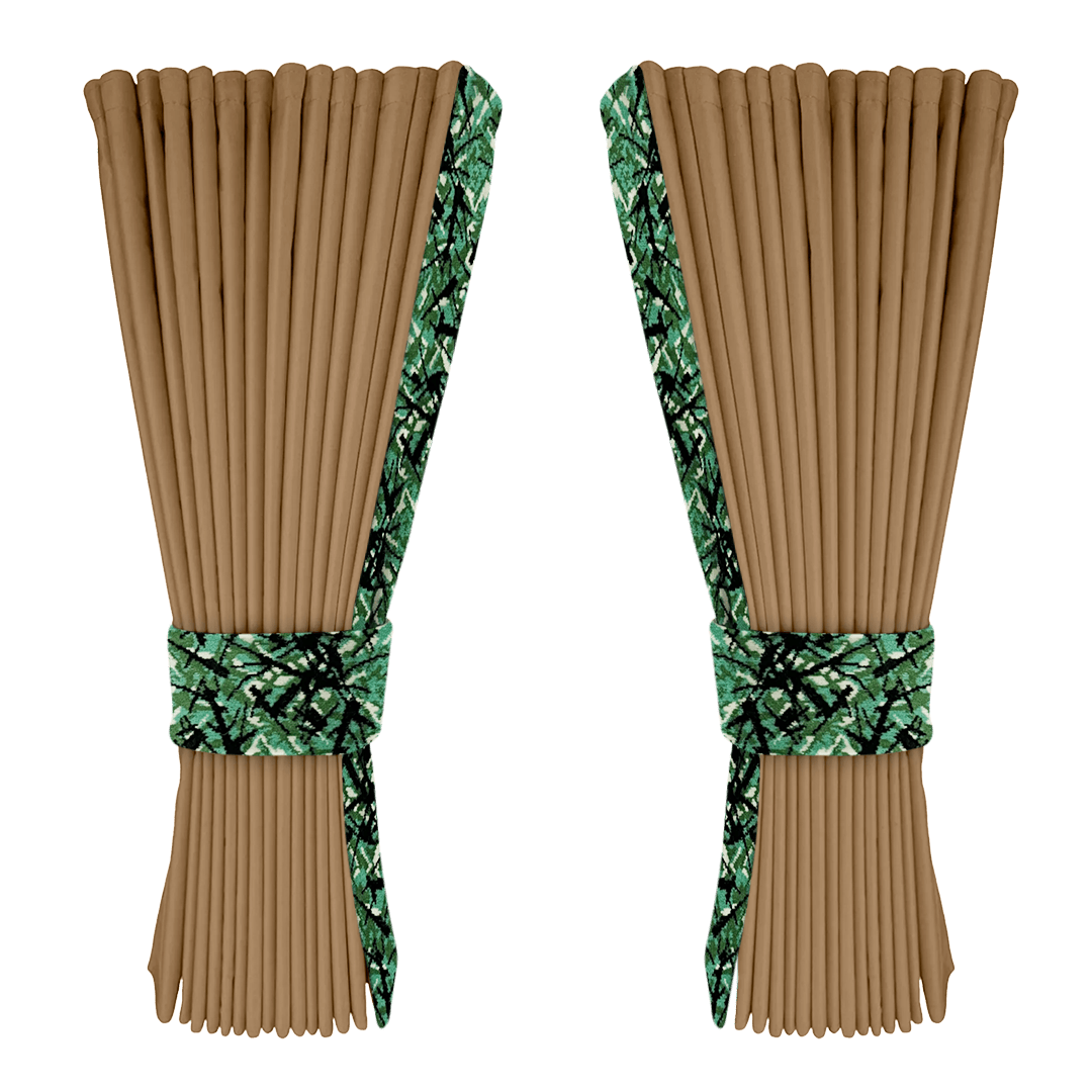 Gardin beige alcantar med plys - Grøn - KJoF - 
