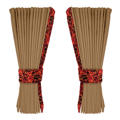 Gardin beige alcantar med plys - Rød - KJoF - 