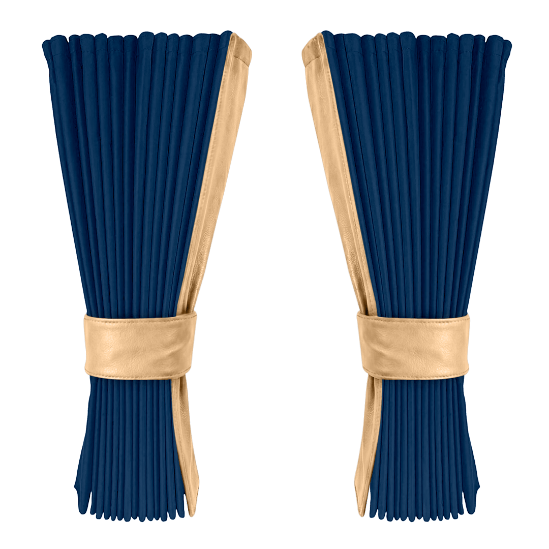 Gardin cobaltblå alcantar med nappa - Beige - KJoF - 