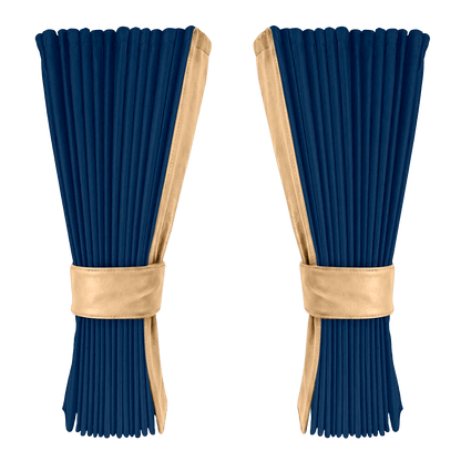 Gardin cobaltblå alcantar med nappa - Beige - KJoF - 