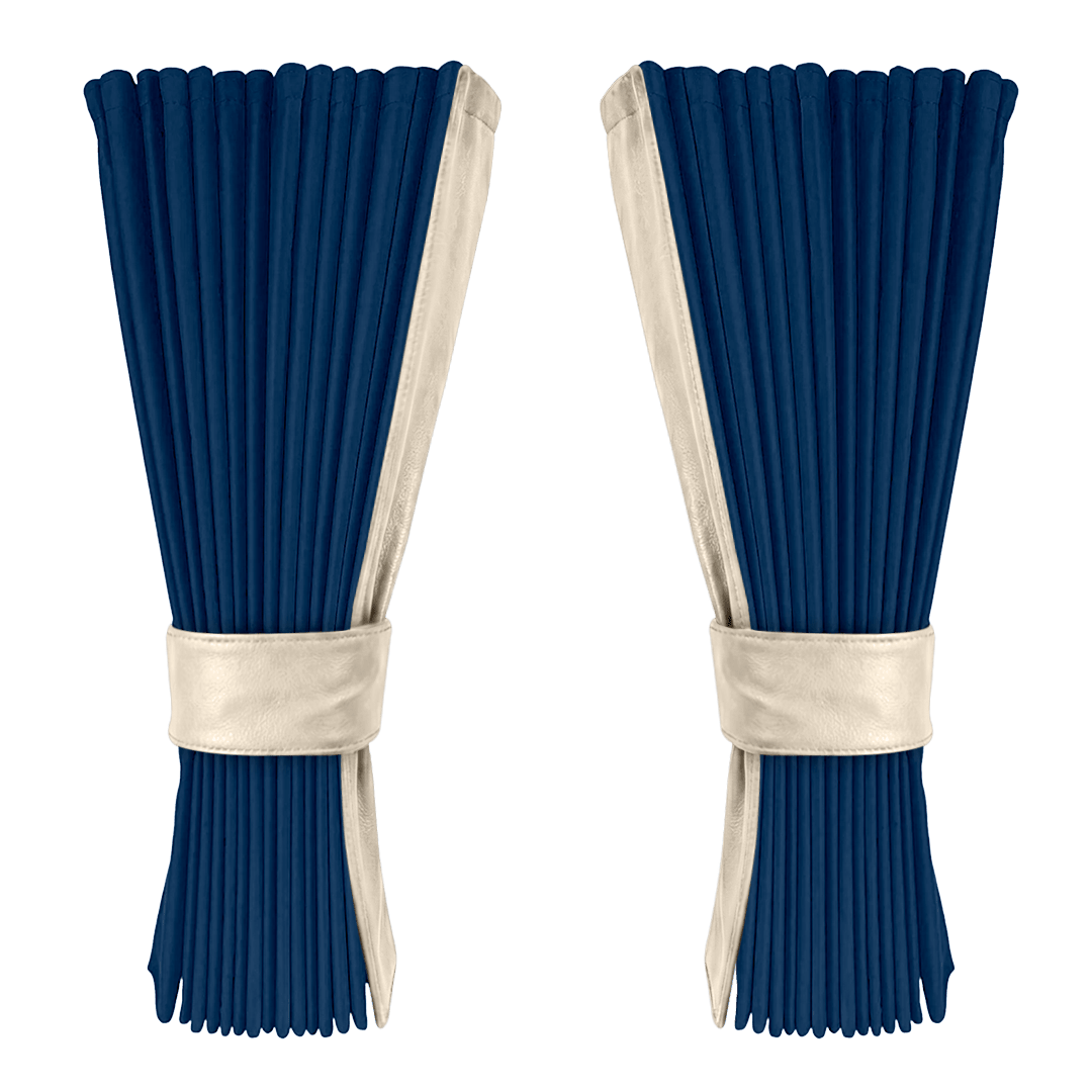 Gardin cobaltblå alcantar med nappa - Cream - KJoF - 