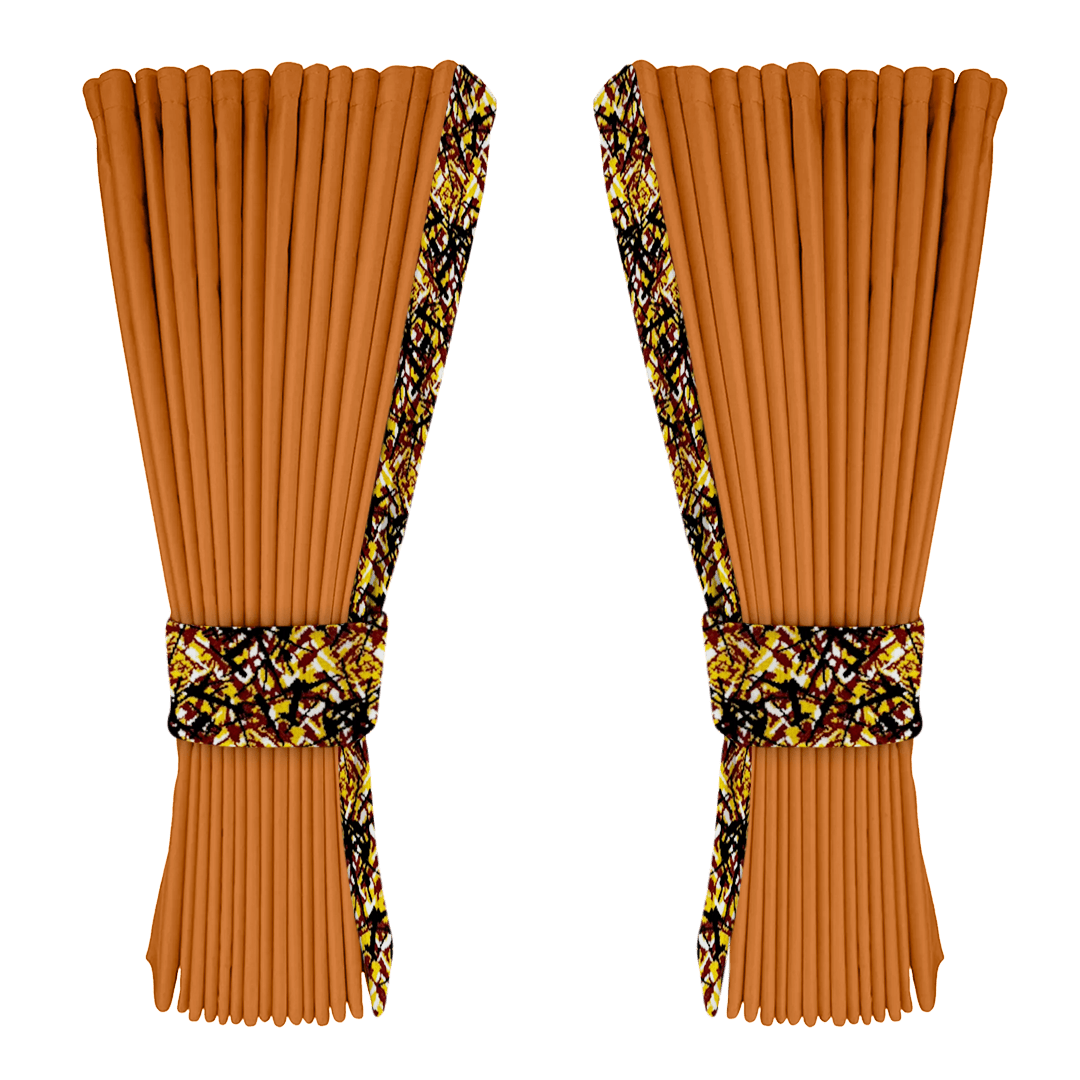 Gardin cognac alcantar med plys - Gul - KJoF - 