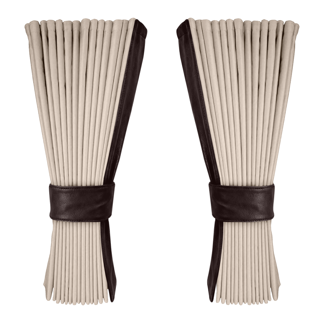 Gardin cream alcantar med nappa - Mokkabrun - KJoF - 