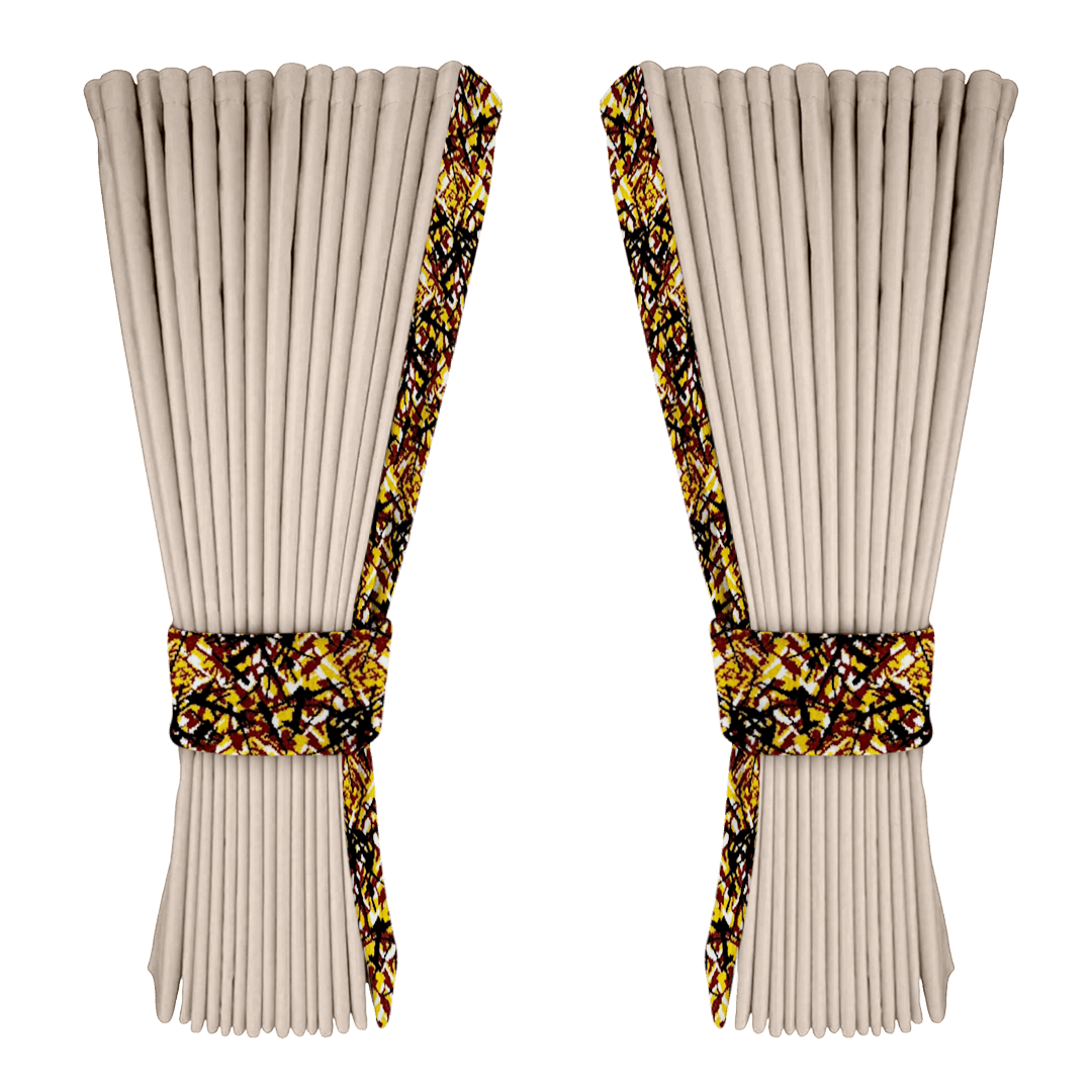 Gardin cream alcantar med plys - Gul - KJoF - 
