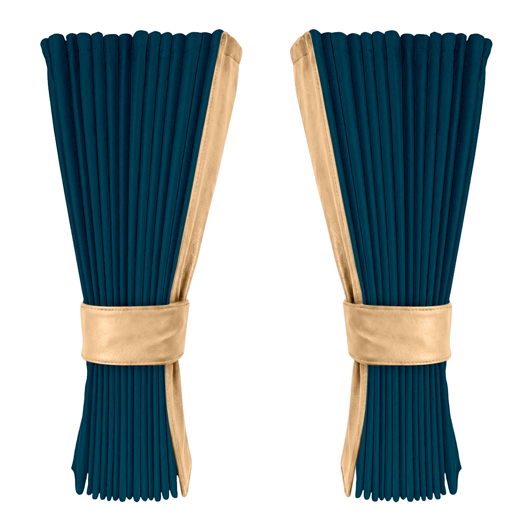Gardin denimblå alcantar med nappa - Beige - KJoF - 